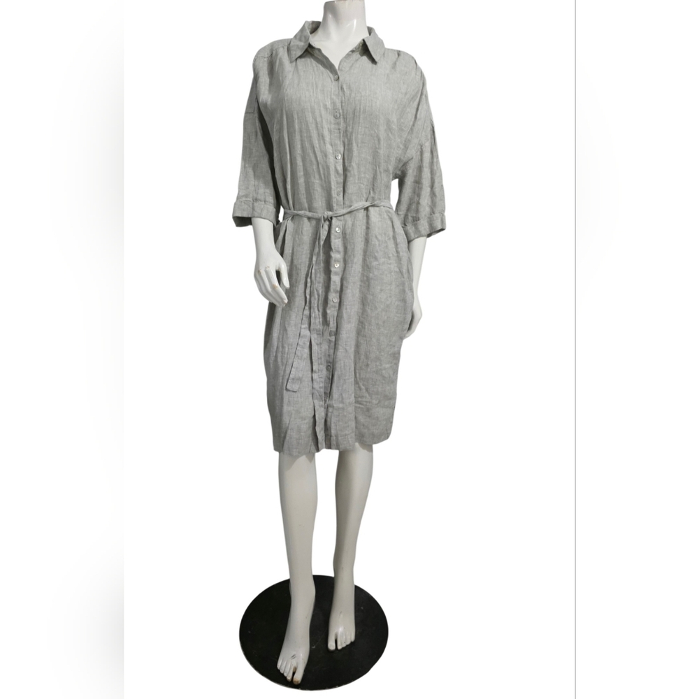 Tahari 100 % Linen Midi Shirt Dress XL NWT - Picture 3 of 14